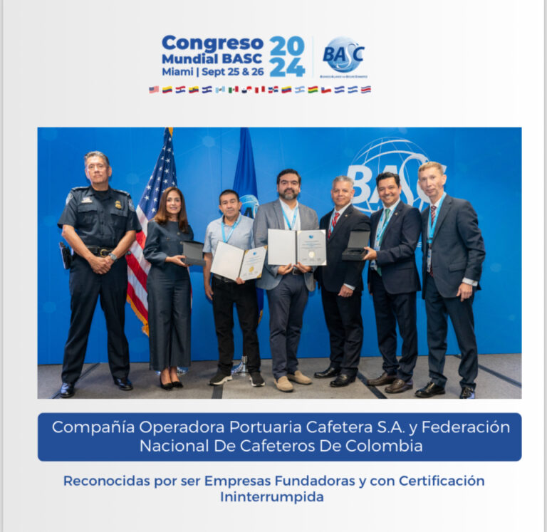 RECONOCIMIENTO EMPRESAS BASC CAFE EN XI CONGRESO MUNDIAL BASC USA.  SEP 25 DE 2024